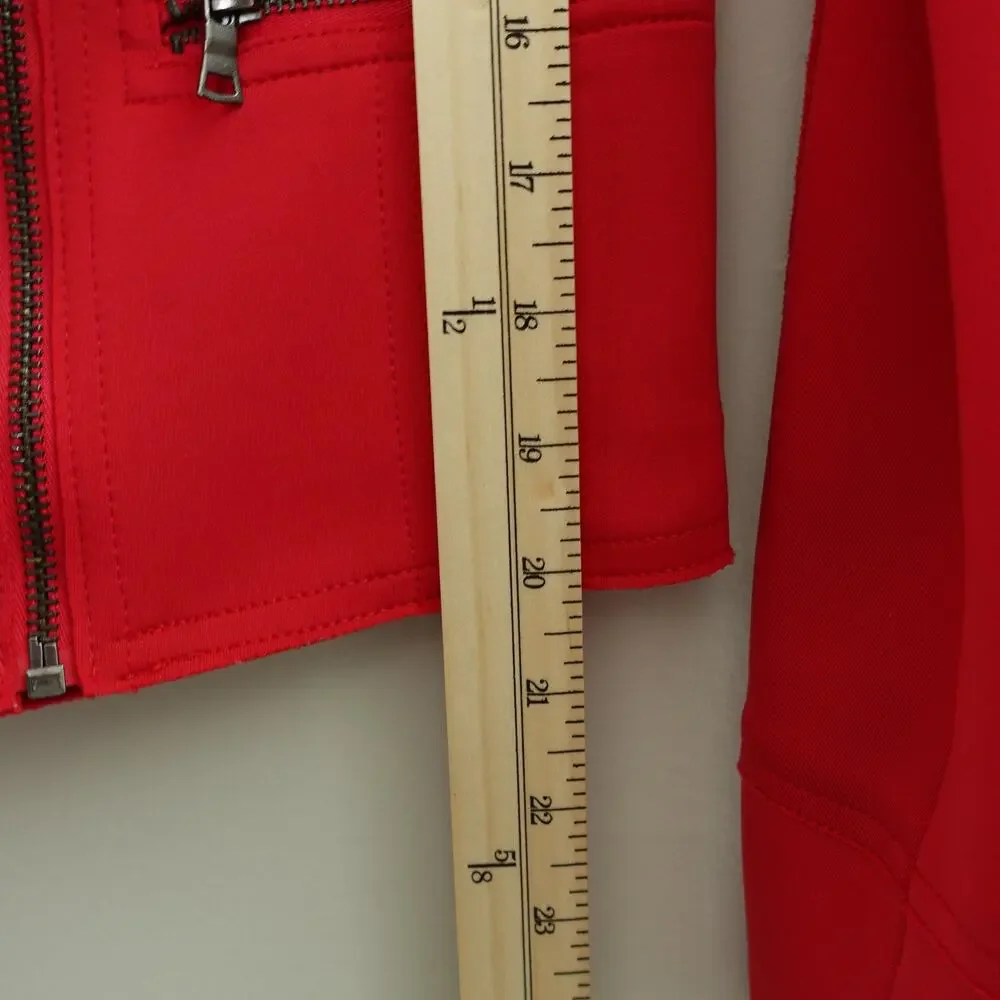 TAHARI Red Lightweight Stretchy Scuba Moto Zipper Jacket Blazer Women's Size XS - Picture 9 of 10